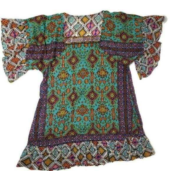 Sand and spirit boho swim dress coverup one size beach pool vacation beaded - Picture 4 of 8